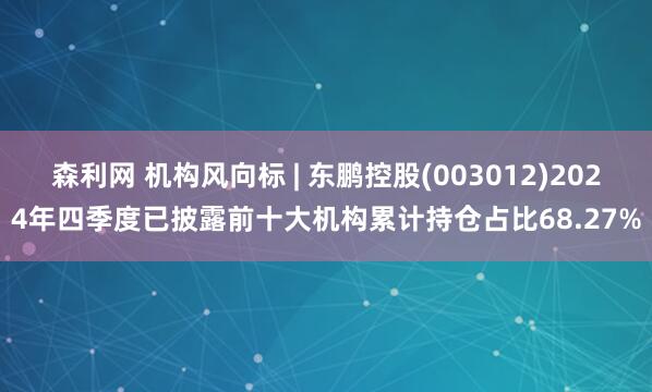 森利网 机构风向标 | 东鹏控股(003012)2024年四季度已披露前十大机构累计持仓占比68.27%