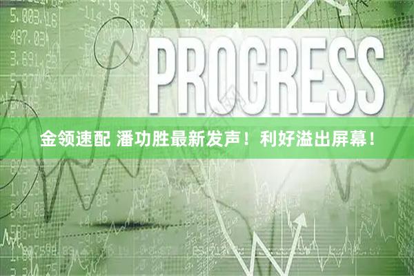 金领速配 潘功胜最新发声！利好溢出屏幕！